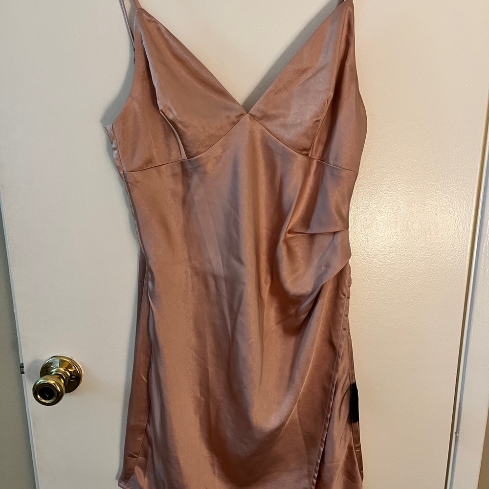 Lulu's Rose Gold Satin Mini Dress
